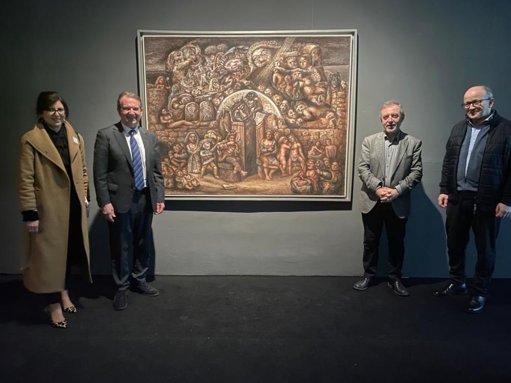 O alcalde acompañado da edil María José Caride, Miguel Fernández Cid e o director do Museo Nacional Centro de Arte Reina Sofía, Manuel Borja-Villel