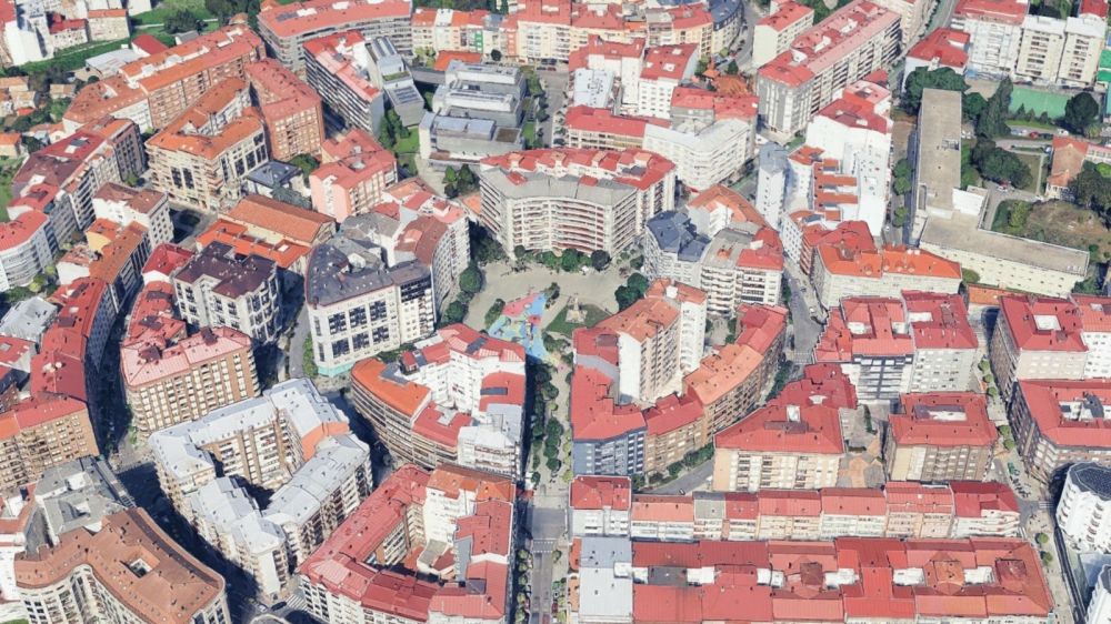 Imaxe aérea da Praza da Independencia