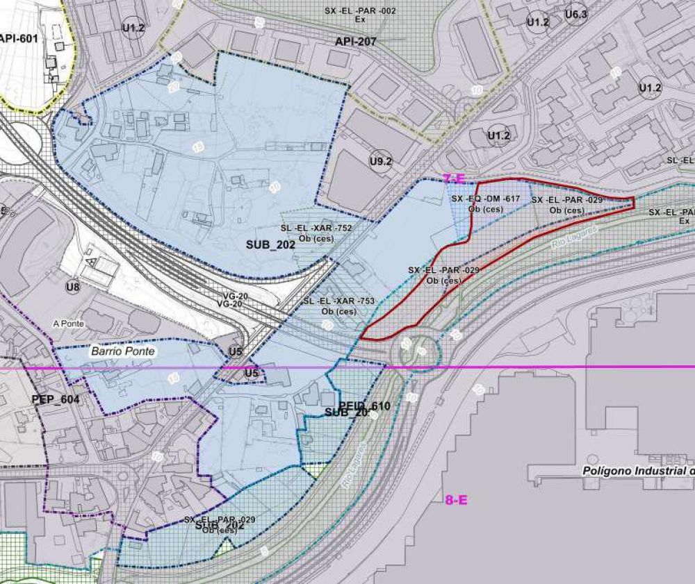 Parcela de Zona Franca marcada en vermello